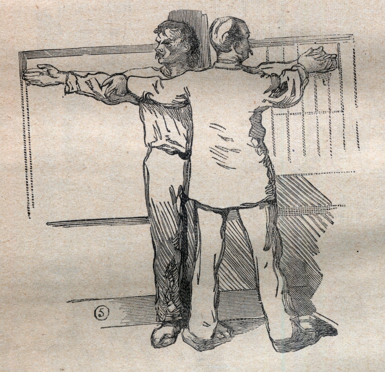 Die gerichtliche Anthropometrie oder Bertillonage, Methode von Alphonse Bertillon (1853-1914): Messung der großen Armkaliber - Gravur in „La Science française“ von Unknown artist