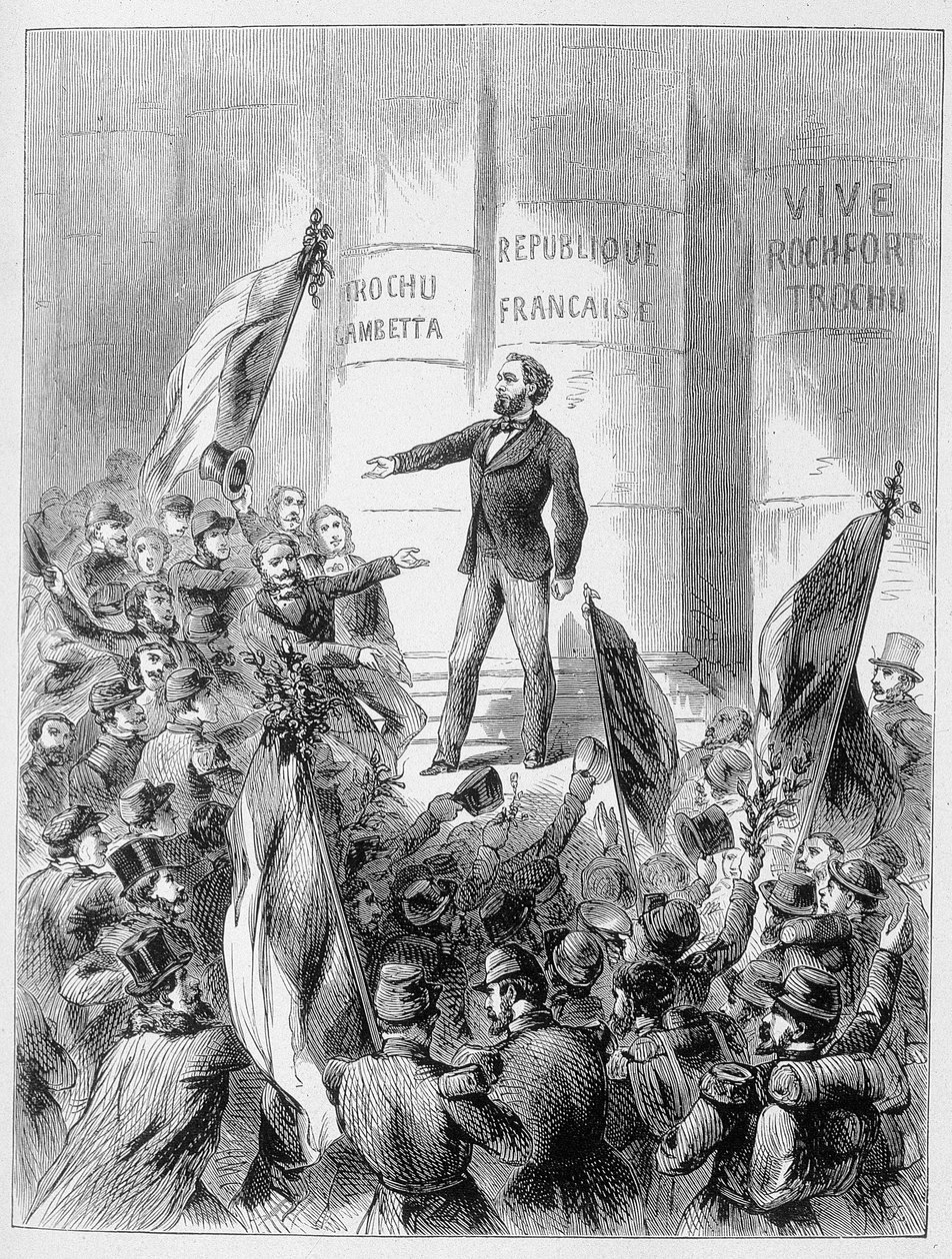 Léon Gambetta verkündet die Proklamation der Republik am 4. September von Unknown artist