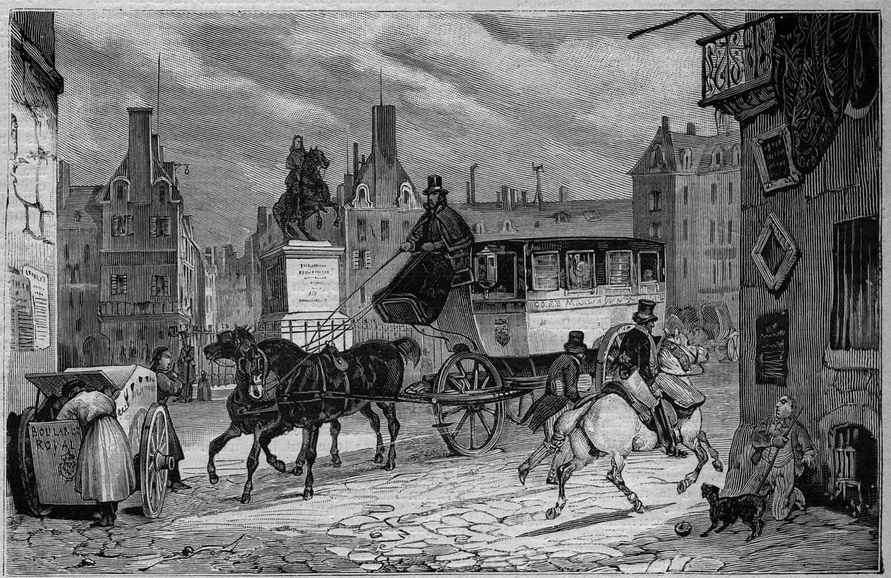 Die Omnibusse von Paris im 19. Jahrhundert: das Dreirad - Gravur von 1892 von Unknown artist