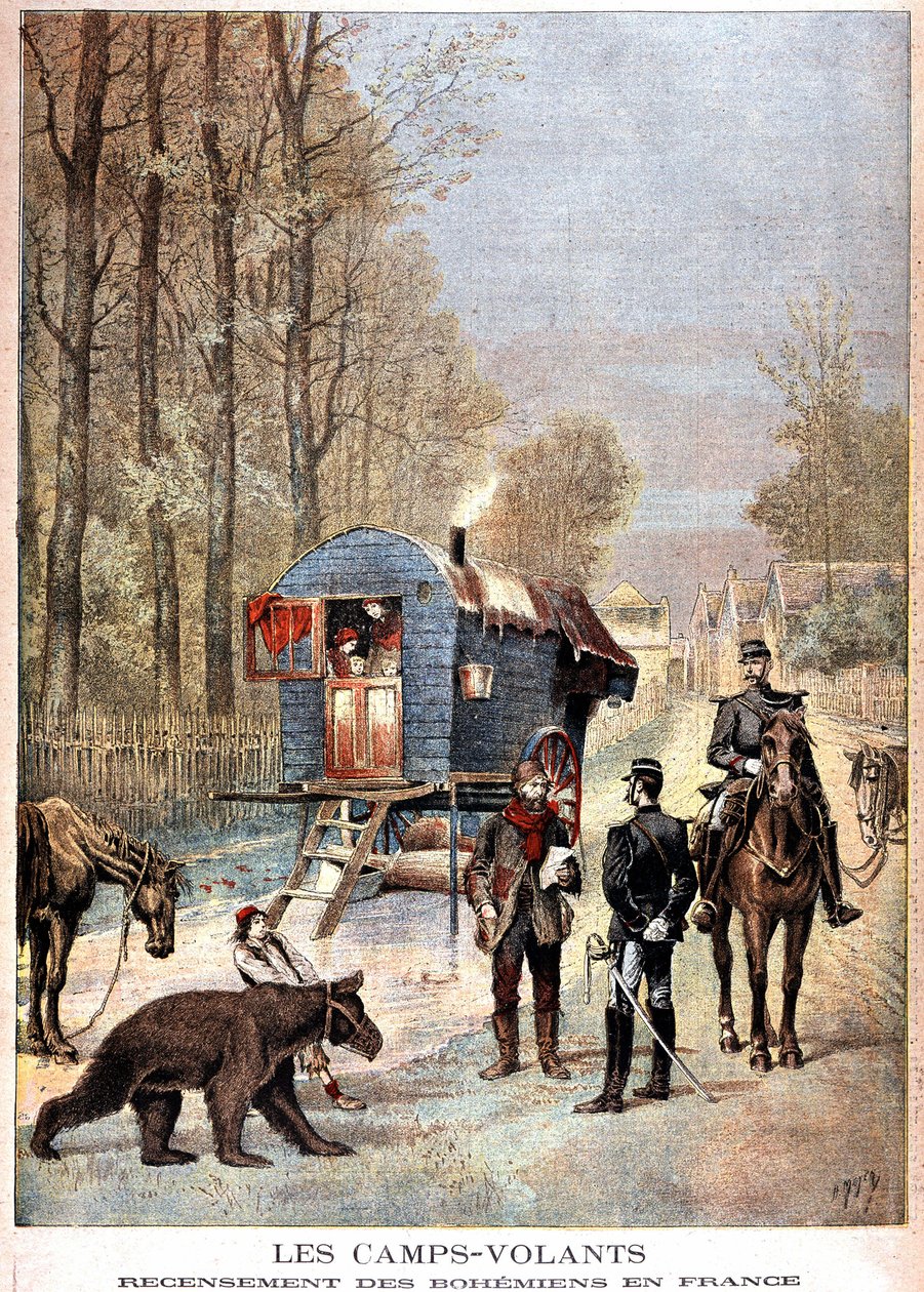 Die fliegenden Lager: Volkszählung der Zigeuner in Frankreich (Roulotte, Zigeuner und Gendarmen) von Unknown artist