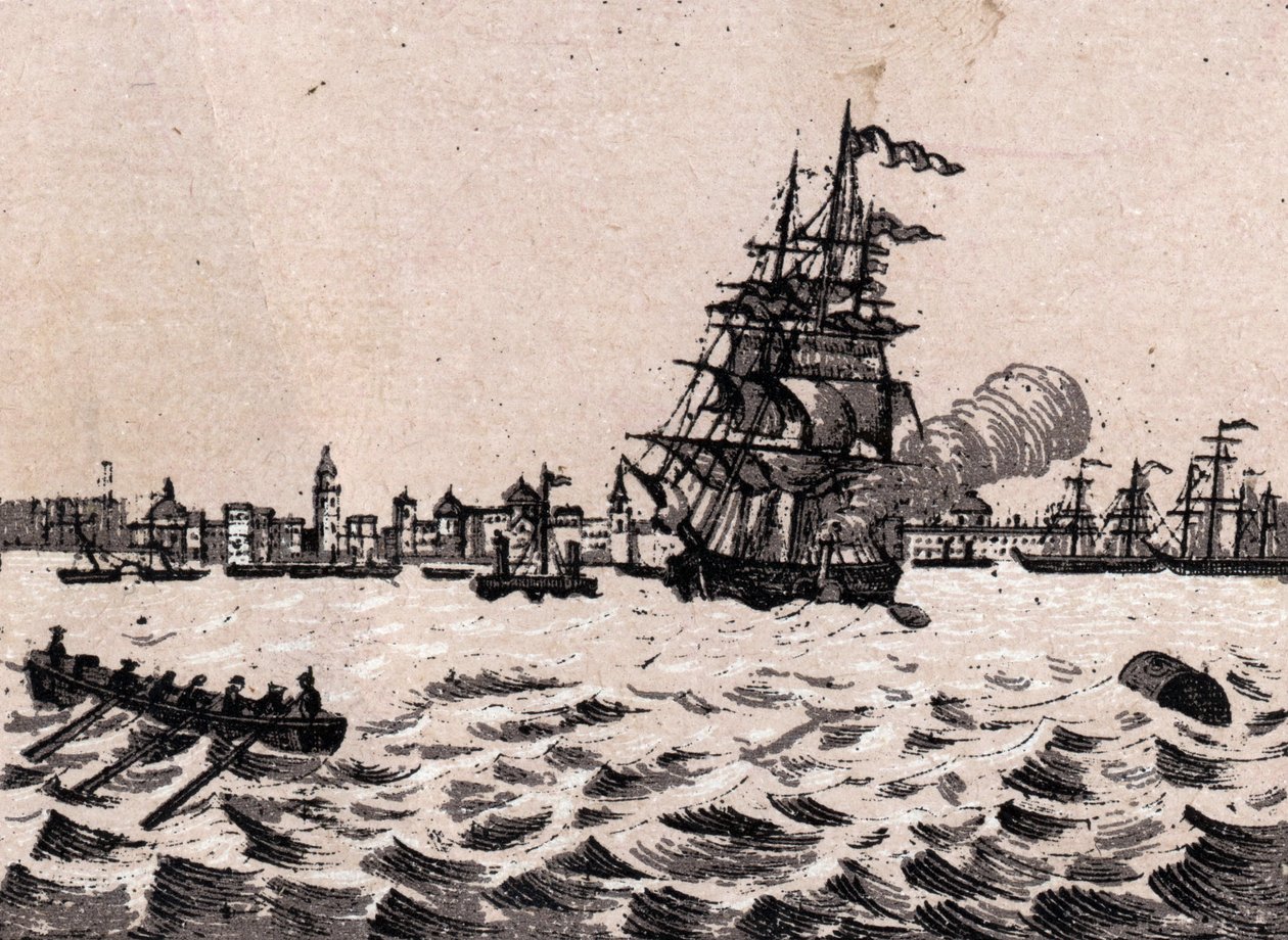 Liverpool, England: Blick auf den Hafen in „Die Welt illustriert 168 Ansichten“ (Ende des 19. Jahrhunderts) von Unknown artist