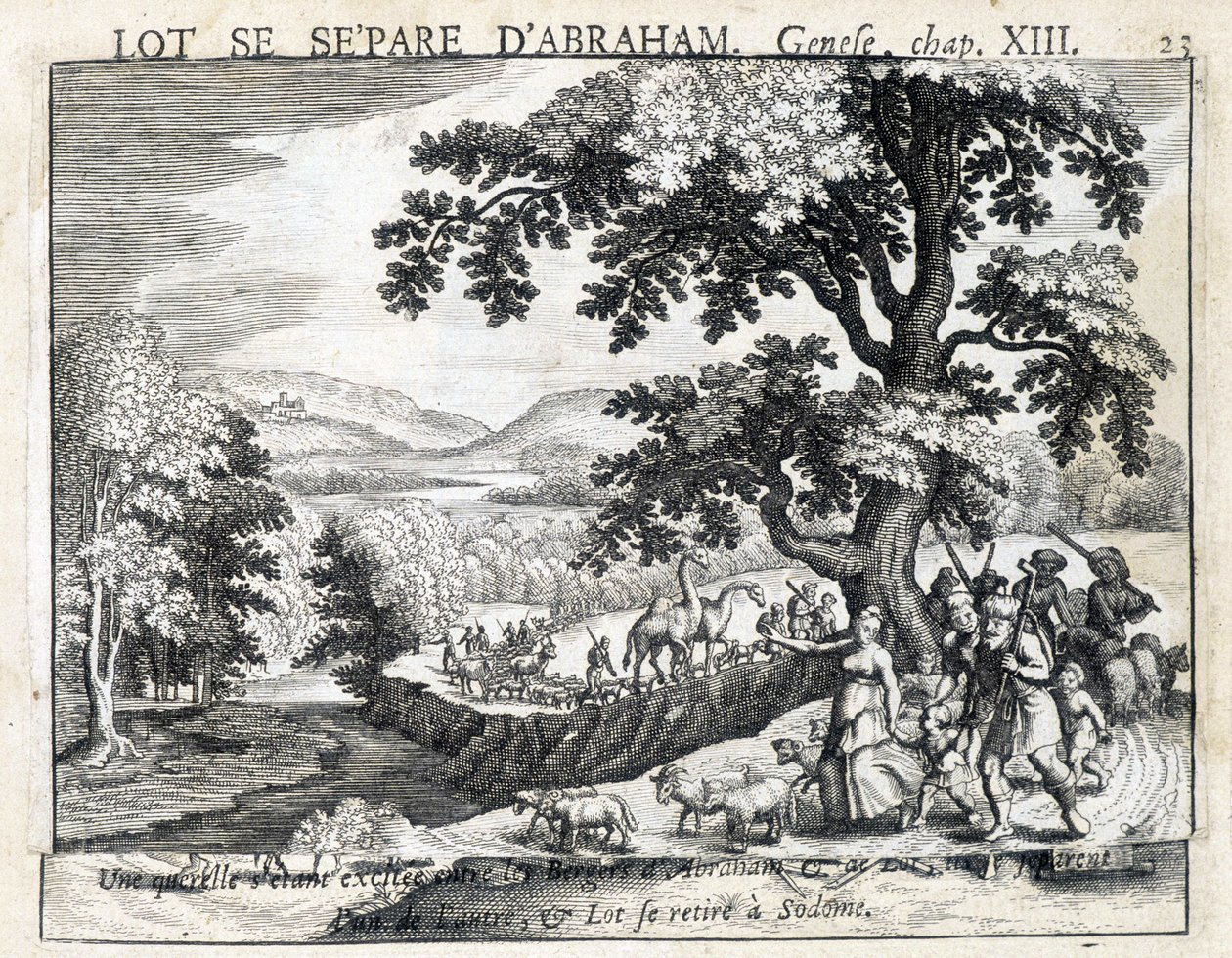 Lot trennt sich von Abraham - Bibel, Gravur von Unknown artist
