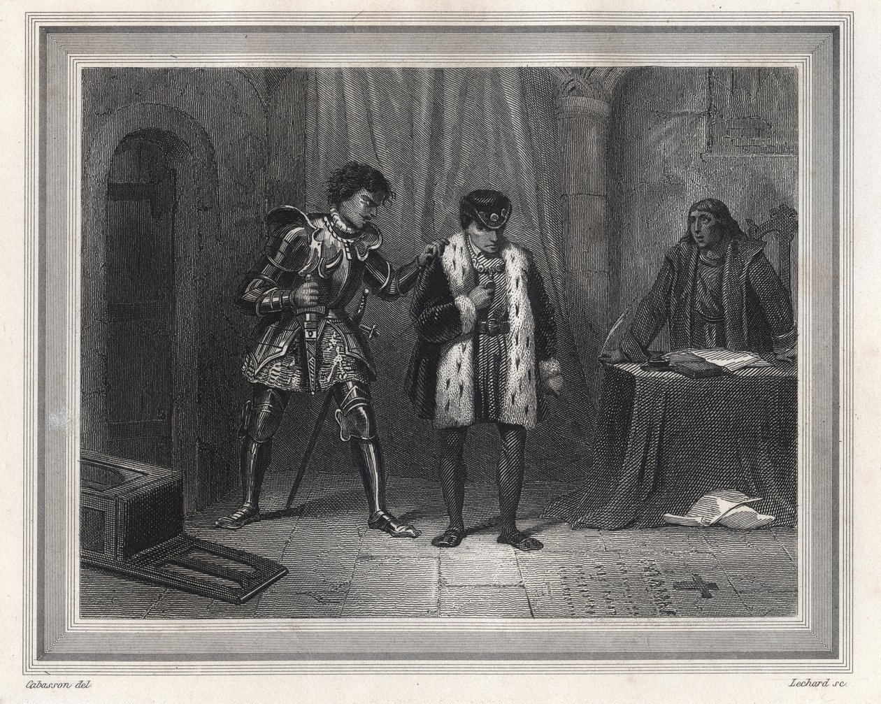 Ludwig XI. Gefangener von Karl dem Kühnen, Herzog von Burgund - König von Frankreich Ludwig XI. (König 1461-1483) trifft seinen Gegner Karl den Kühnen, Herzog von Burgund, 1467-1477 in Péronne im Oktober 1468, Zeit der Ligue du Bien Public - Französischer  von Unknown artist