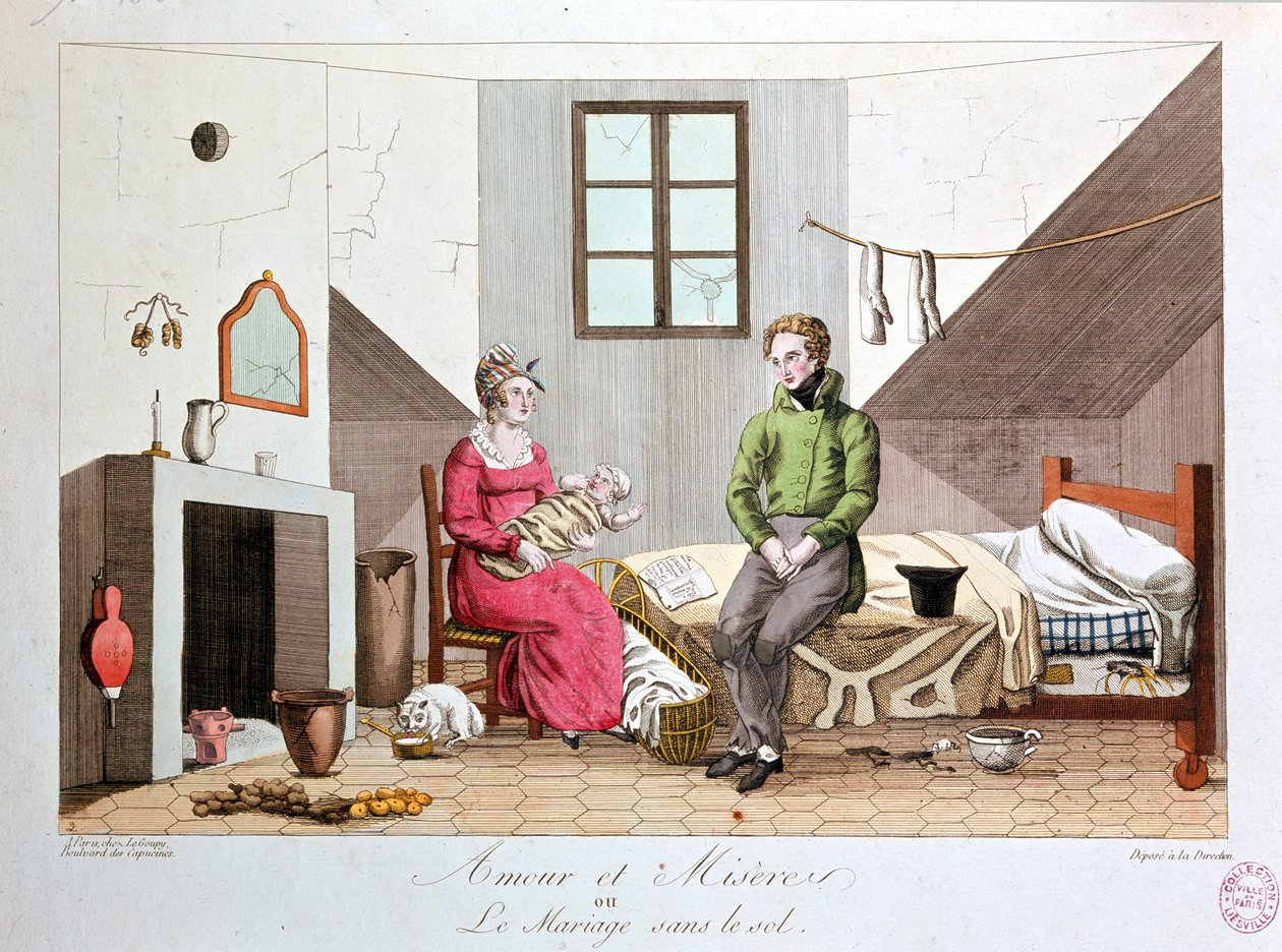 Liebe und Elend oder Ehe ohne Grundlage, armes Haushalt, frühes 19. Jahrhundert von Unknown artist