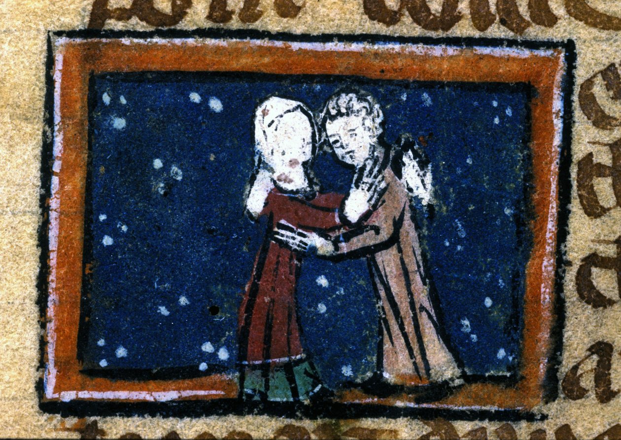 Liebesszene aus einem französischen Manuskript des 13. Jahrhunderts von Unknown artist