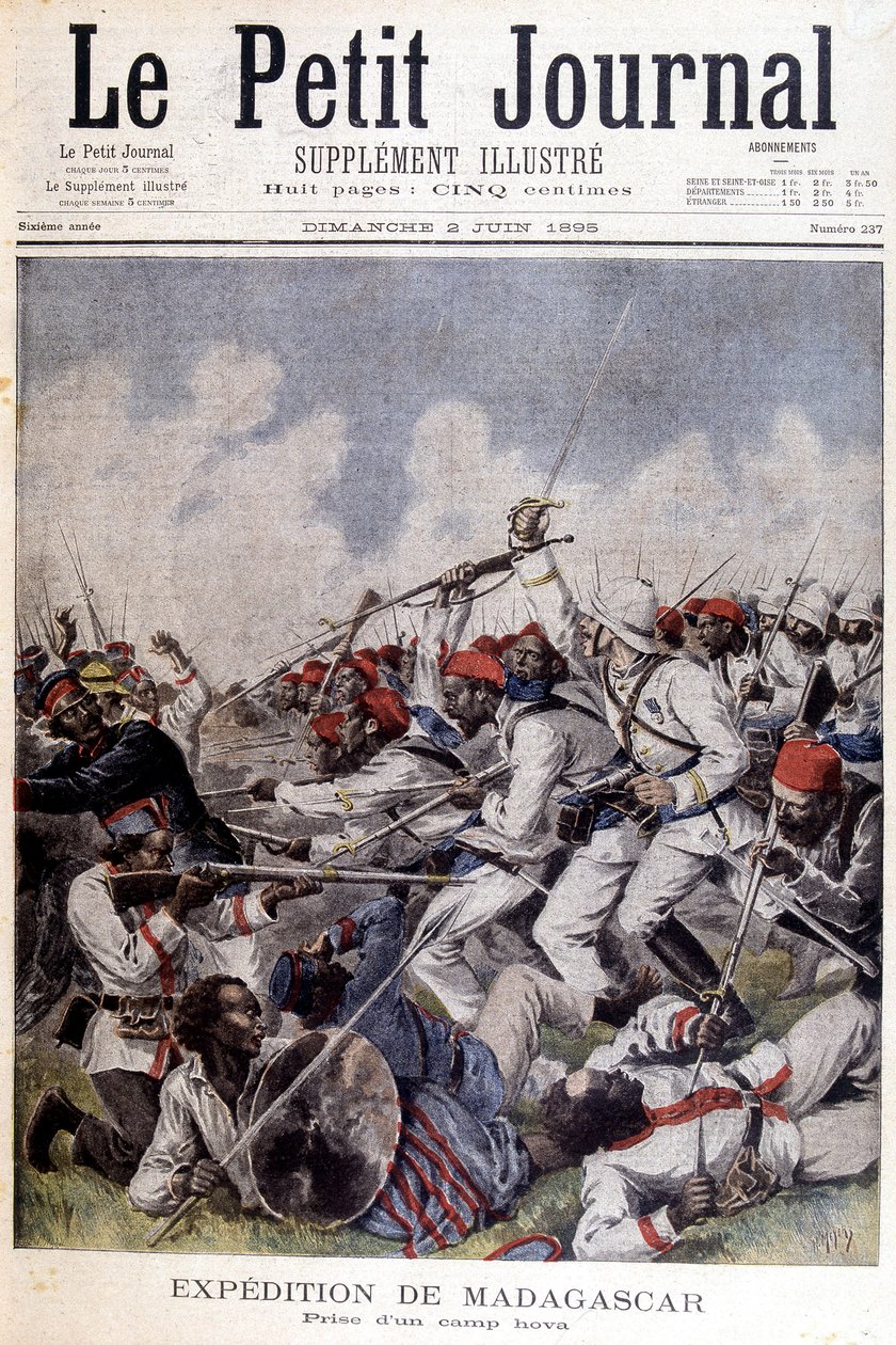 Madagaskar-Expedition: Einnahme eines Hova-Lagers - in „Le Petit Journal“ vom 02/06/1895 von Unknown artist