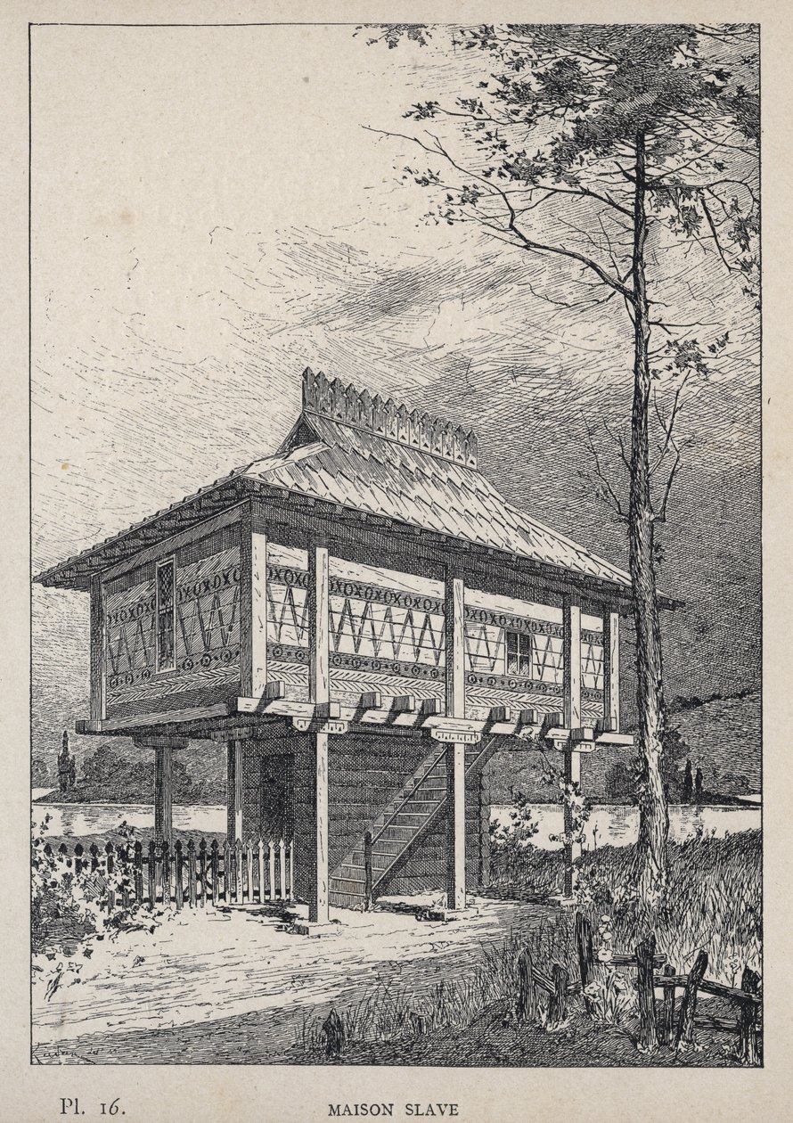 Slawisches Haus - Gravur von 1889 in „Histoire de l