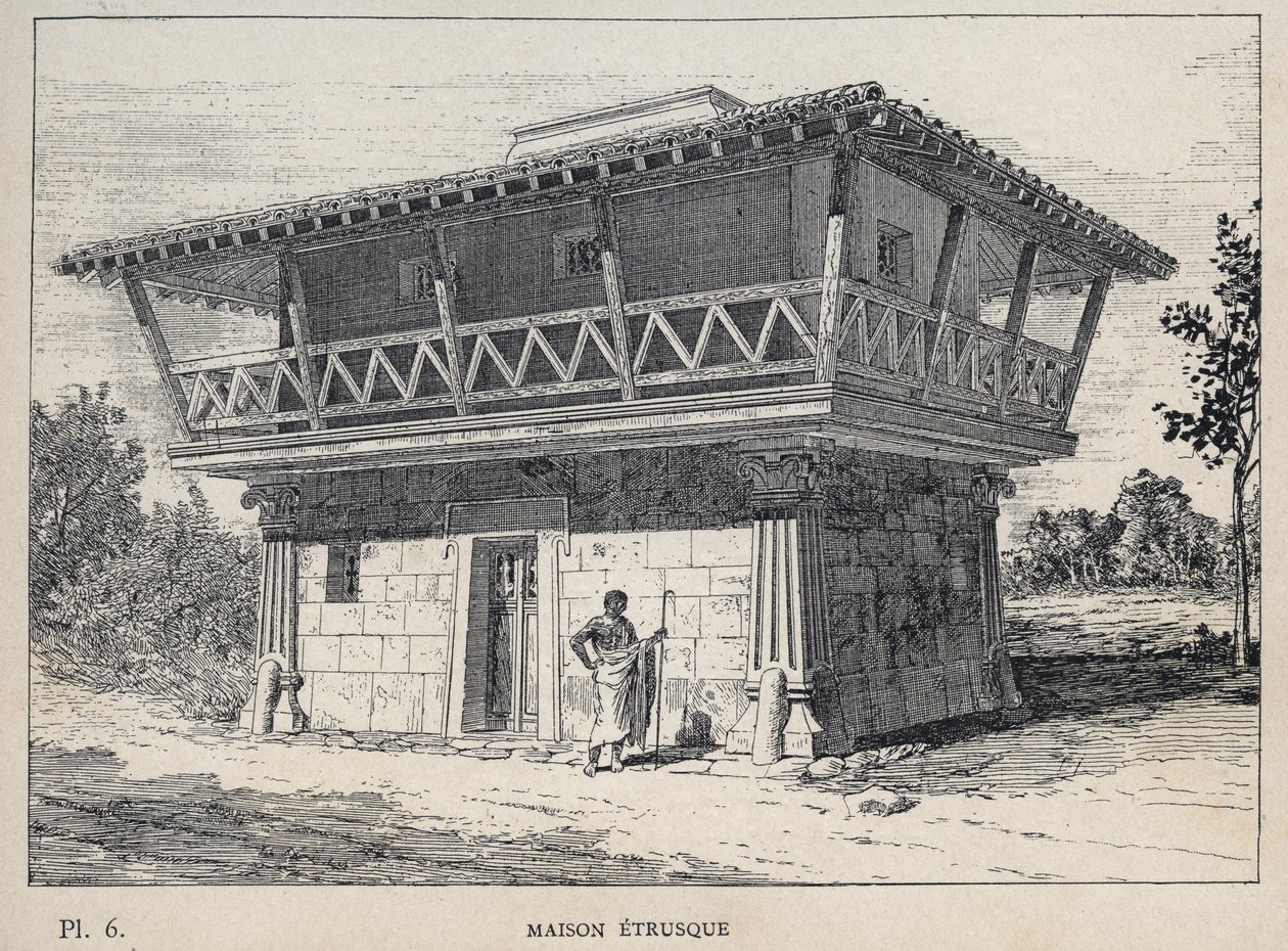 Etruskisches Haus - Gravur von 1889 in „Histoire de l