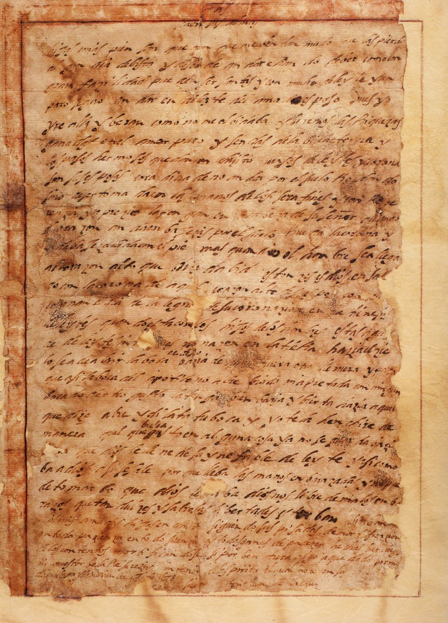 Manuskript. Brief Nr. 7 an die Nonnen von Beas de Segura (Carta nº 7 de S. Juan de la Cruz desde Málaga a las monjas de Beas de Segura). Papier. 18. November 1585. von Unknown artist