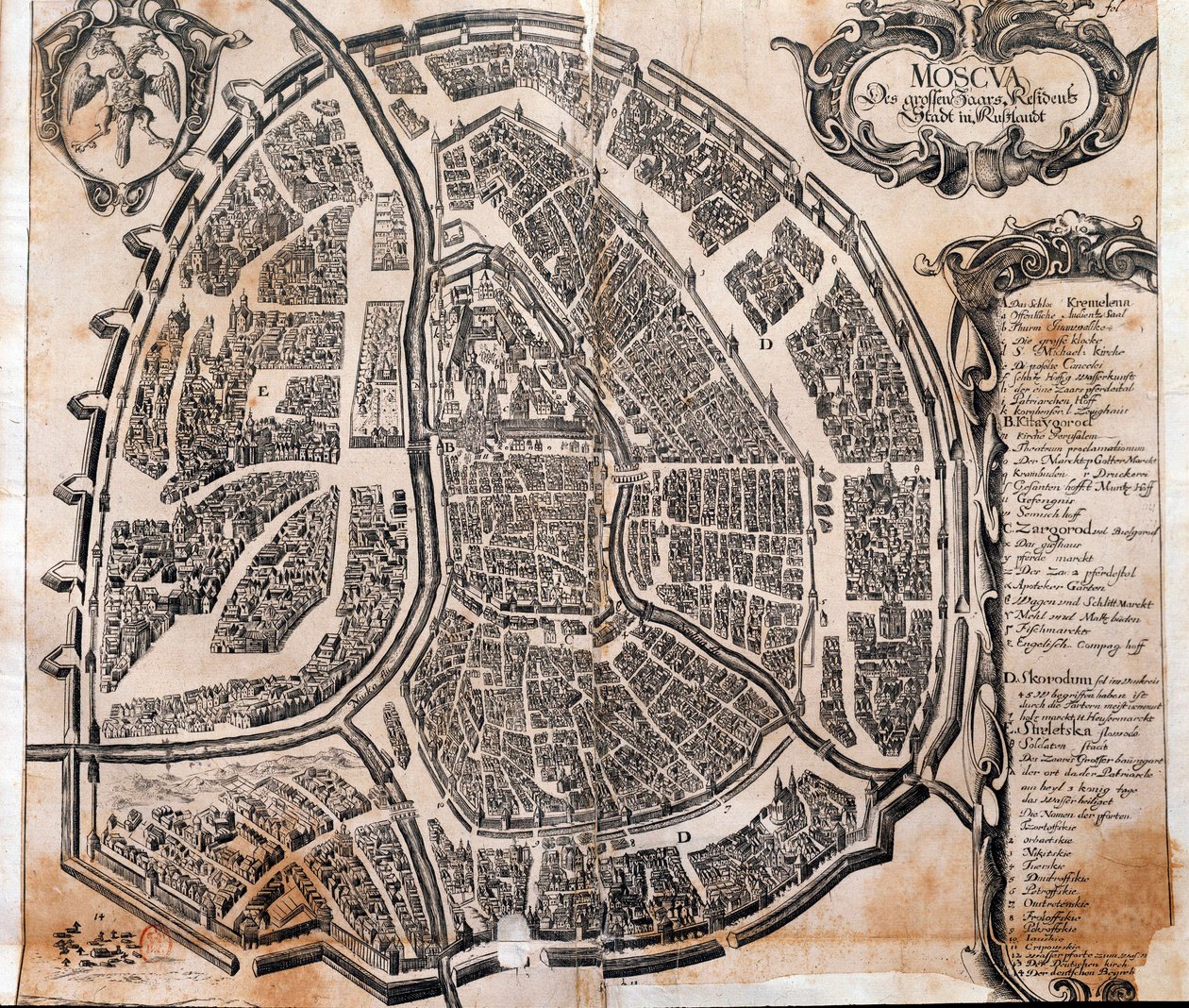 Karte der Stadt Moskau in Russland im 17. Jahrhundert. Paris, B.N. von Unknown artist