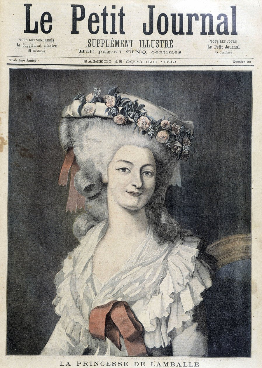 Marie Therese von Savoyen Carignan (1749-1792), Prinzessin von Lamballe - Couv „The Petity Journal“ von Unknown artist