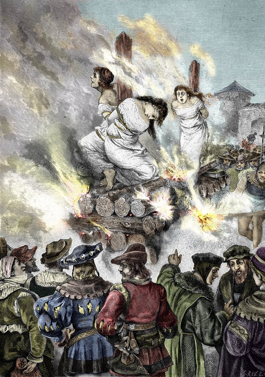 Mittelalterliche Inquisition: Verbrennung von Hexen in einer französischen Stadt von Unknown artist