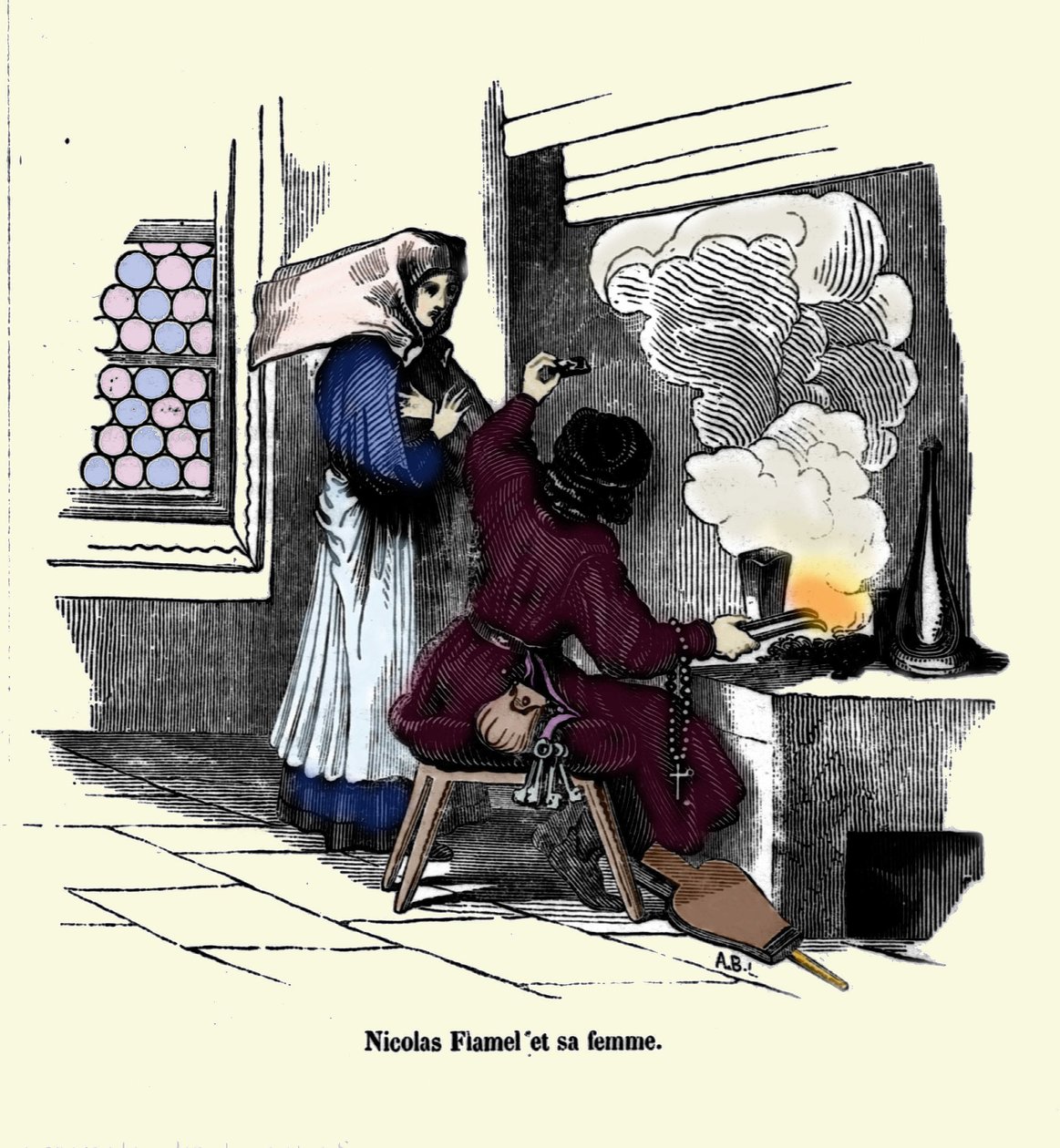 Nicolas Flamel (1330 - 1418) mit seiner Frau von Unknown artist