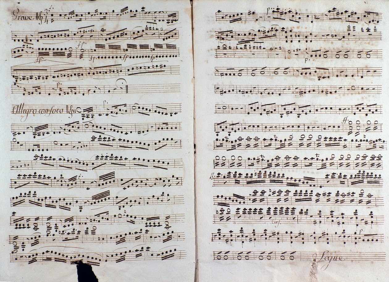 Seite der Partitur von „Große Symphonie“ von Christian Cannabich von Unknown artist