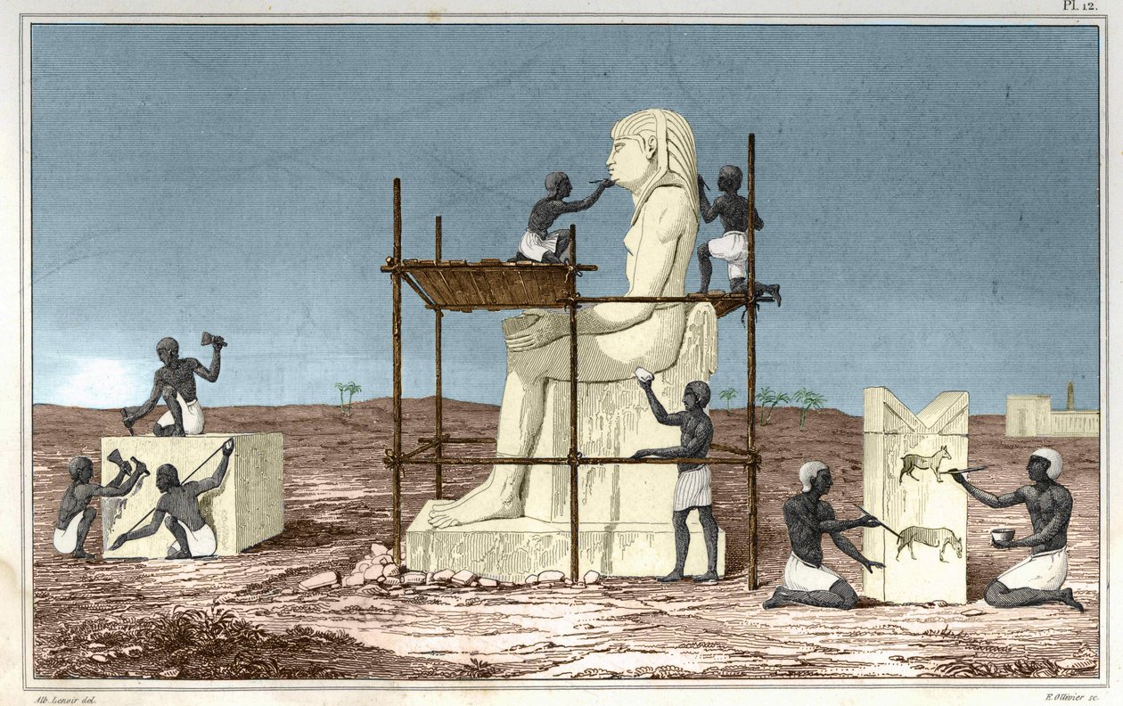 Tafel basierend auf dem Werk von Rosellini, italienischer Reisender, der Jean-François Champollion nach Ägypten begleitete. Gravur aus dem Buch Atlas der alten Geschichte von Rollin von Unknown artist