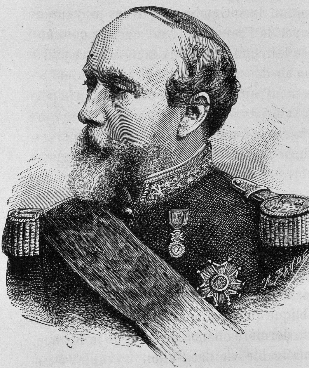 Porträt von Admiral Pothuau (1815-1882). Gravur aus dem späten 19. Jahrhundert in „Histoire de France“ von H. Martin. von Unknown artist