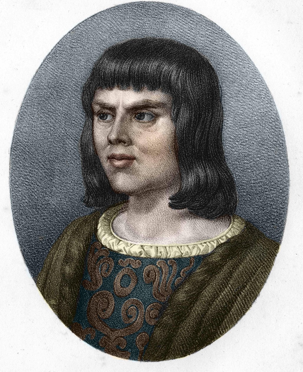 Porträt von Alain Chartier, französischer Diplomat und Schriftsteller (1385-1433). Sekretär des zukünftigen Karl VII. Gravur des 19. Jahrhunderts. von Unknown artist