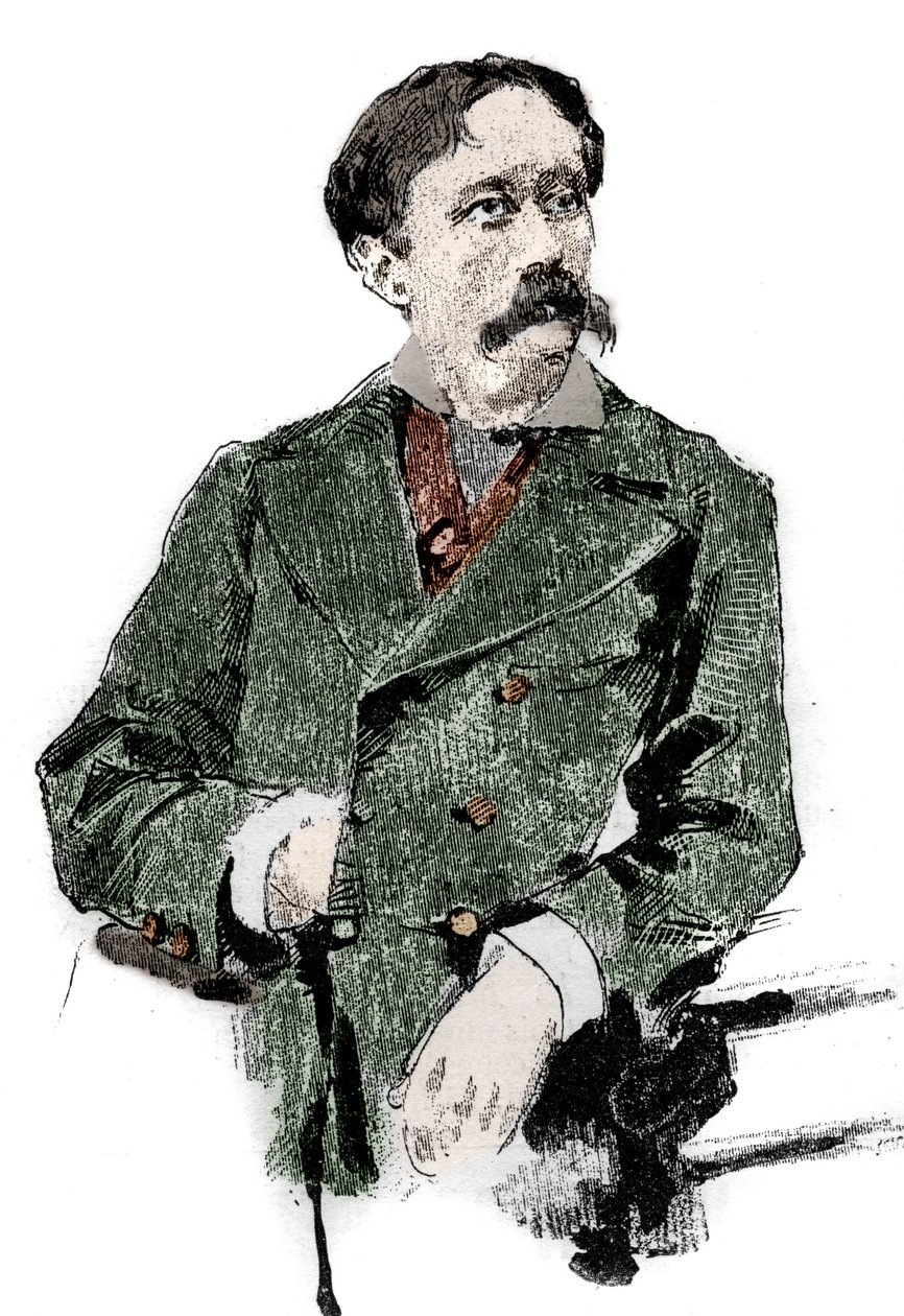 Porträt von Arrigo (oder Enrico) Boito (1842-1918), italienischer Librettist, Autor des Librettos von „Otello“ (Othello) von Giuseppe Verdi. Gravur in „Le monde illustrious“ von Unknown artist