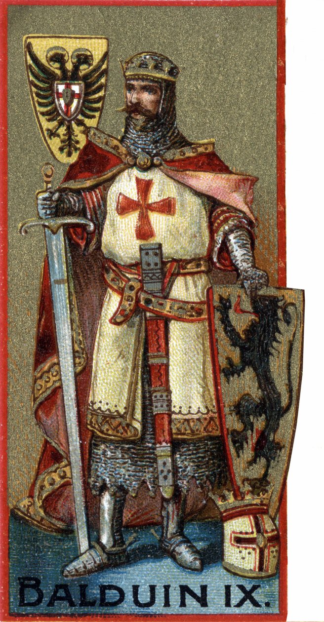 Porträt von Balduin IX. (Baudouin IX. von Flandern) oder (Baudouin VI. von Hennegau), bekannt als Baudouin von Konstantinopel, Kaiser von Konstantinopel von 1204 bis 1205 unter dem Namen Baudouin I. Chromo des späten 19. Jahrhunderts. von Unknown artist
