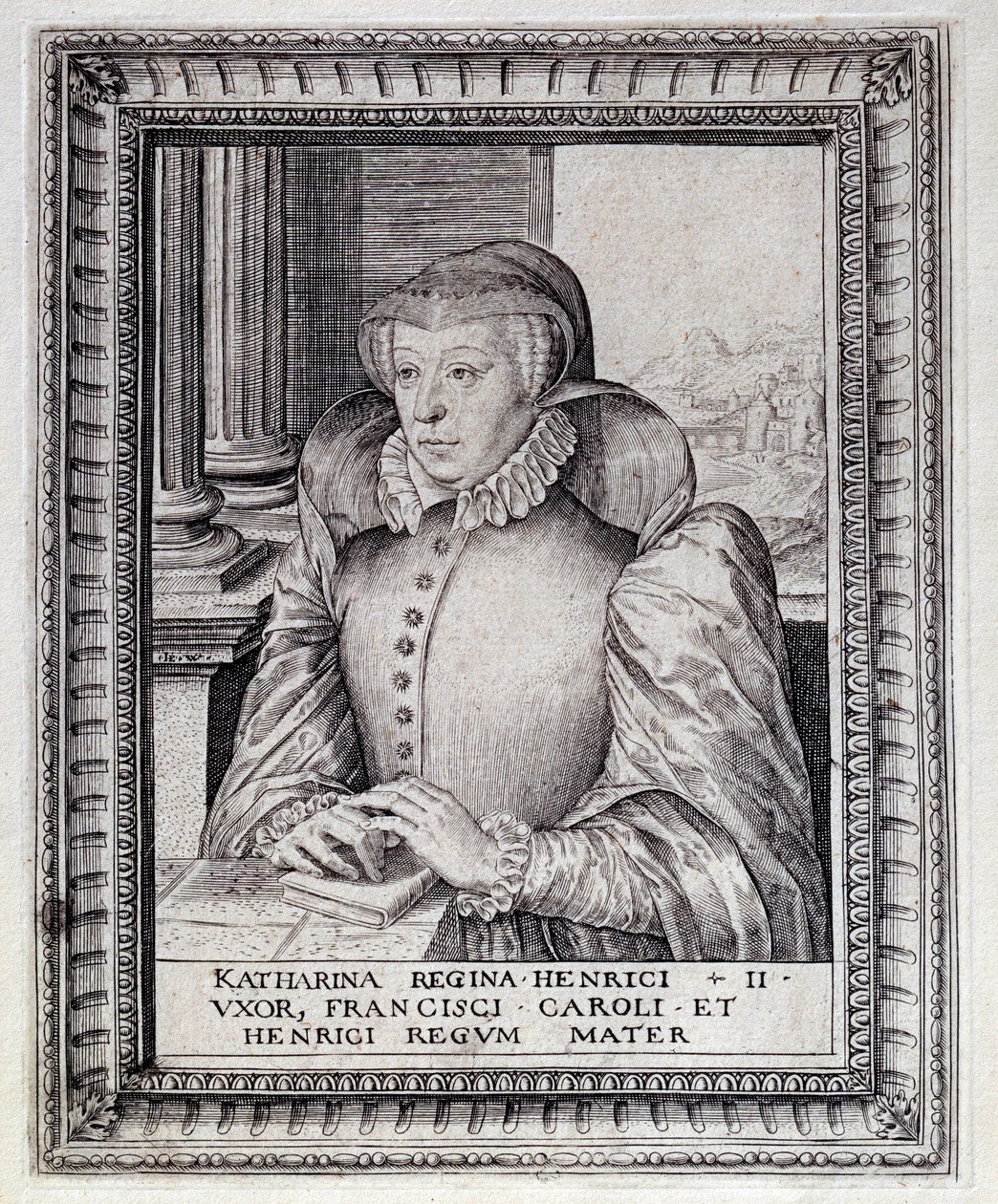 Porträt von Katharina von Medici (Caterina de Medici) (1519-1589), Königin von Frankreich. Kupferstich aus dem 16. Jahrhundert. Pau, Musee Du Chateau von Unknown artist