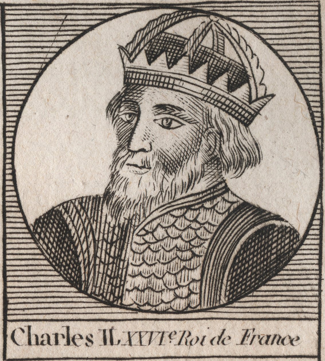 Porträt von Karl II. der Kahle (823-877), König von Frankreich - Gravur aus „Instruction sur l