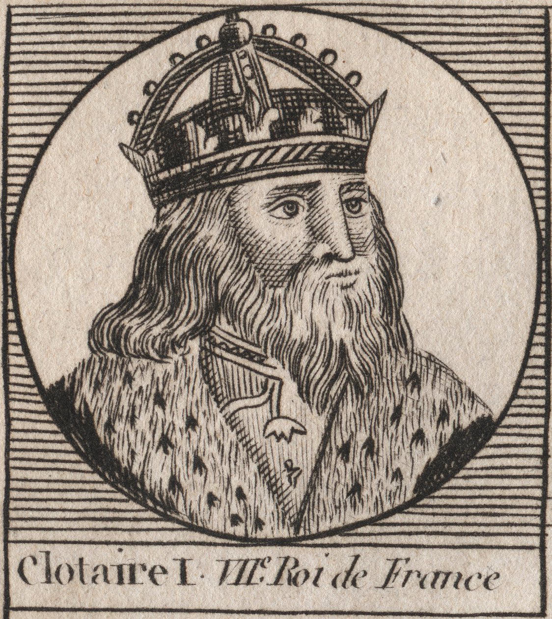 Porträt von Chlothar I. (497 - 561), König von Neustrien und König der Franken - Gravur aus „Instruction sur l