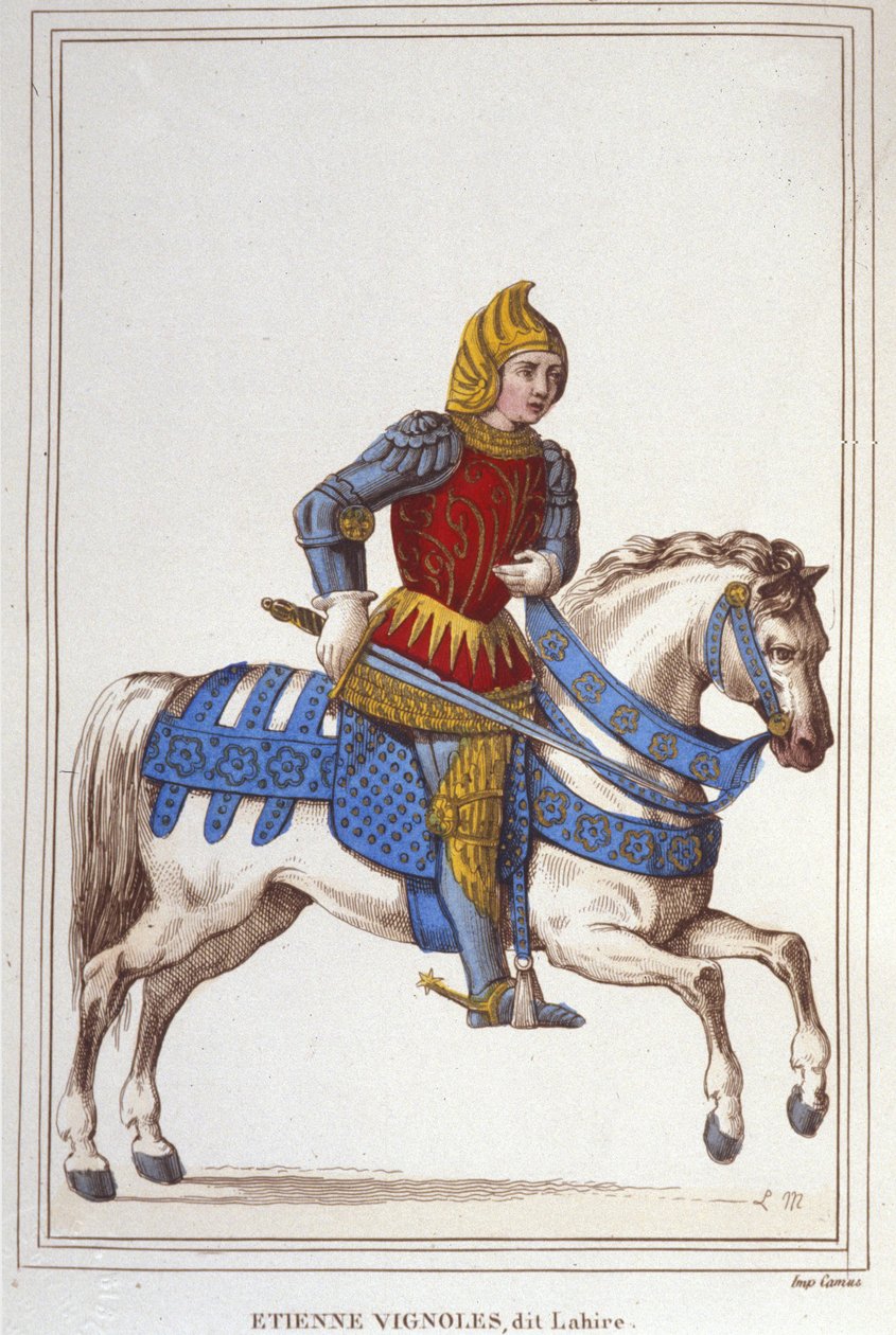 Porträt von Etienne de Vignoles oder Vignolles genannt La Hire (Lahire). Französischer Krieger 1390-1443. Gravur von 1830 von Unknown artist