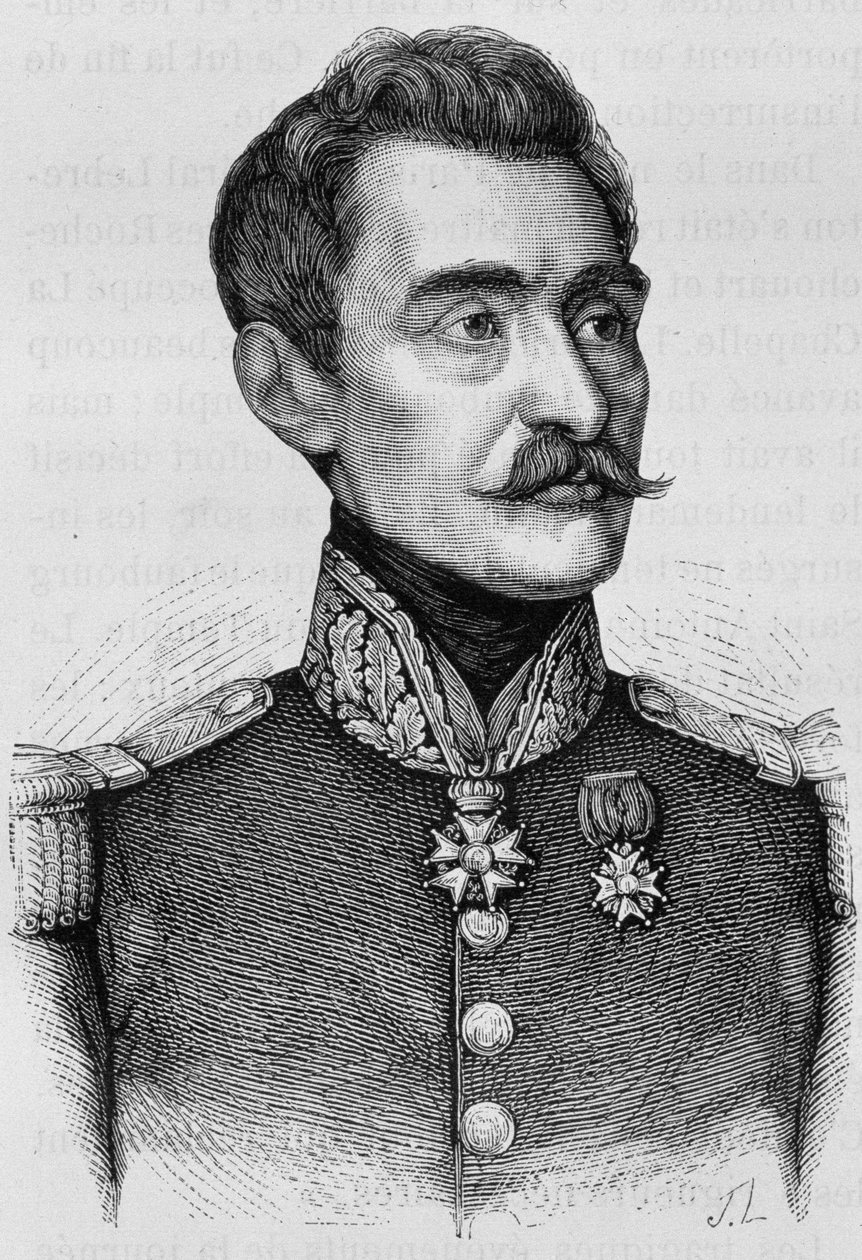 Porträt von General Bréa. Gravur aus dem späten 19. Jahrhundert in „Histoire de France“ von H. Martin. von Unknown artist