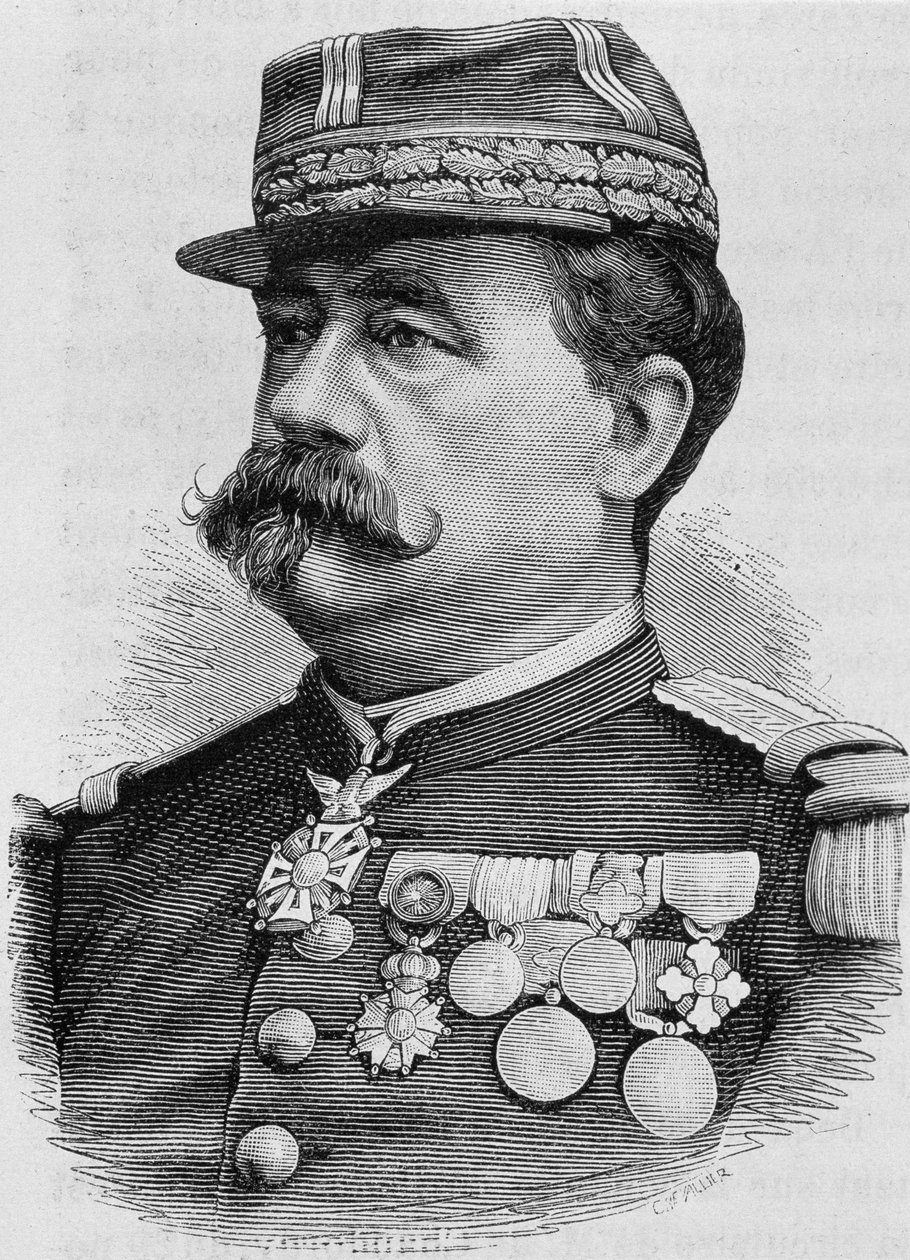 Porträt von General Carré de Bellemarre. Gravur aus dem späten 19. Jahrhundert in „Histoire de France“ von H. Martin. von Unknown artist