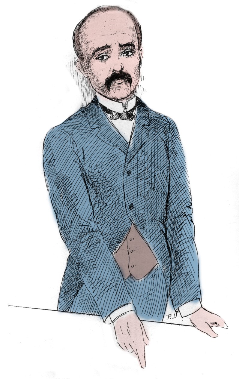 Porträt von Georges Benjamin Clemenceau (1841-1929), französischer Politiker während der Diskussionen über die Frage von Tonkin und Frankreich. Gravur in „Le Monde Illustré“ von Unknown artist