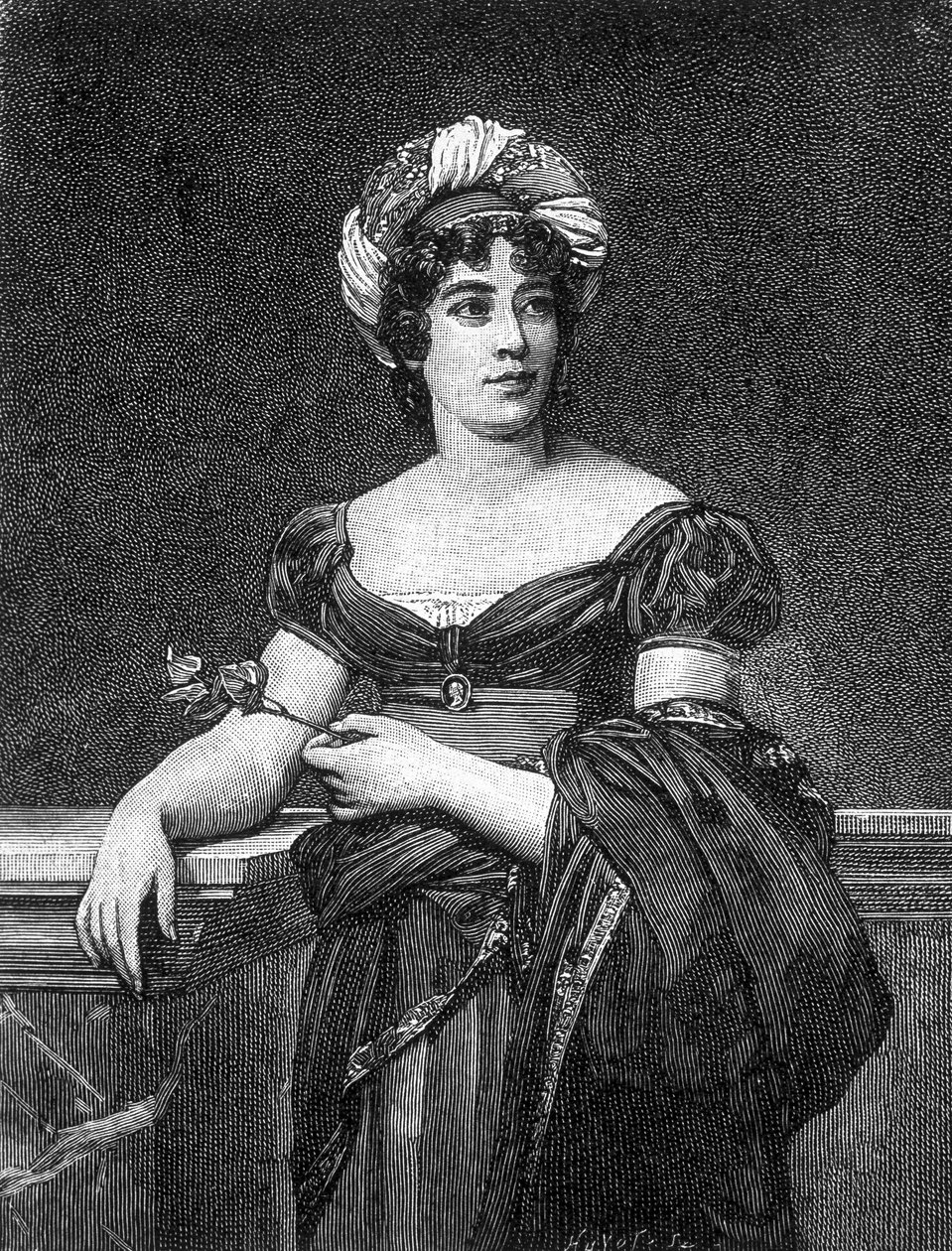 Porträt von Germaine Necker, Baronin von Staël-Holstein, bekannt als Madame de Staël (1766 - 1817), französische Schriftstellerin von Unknown artist
