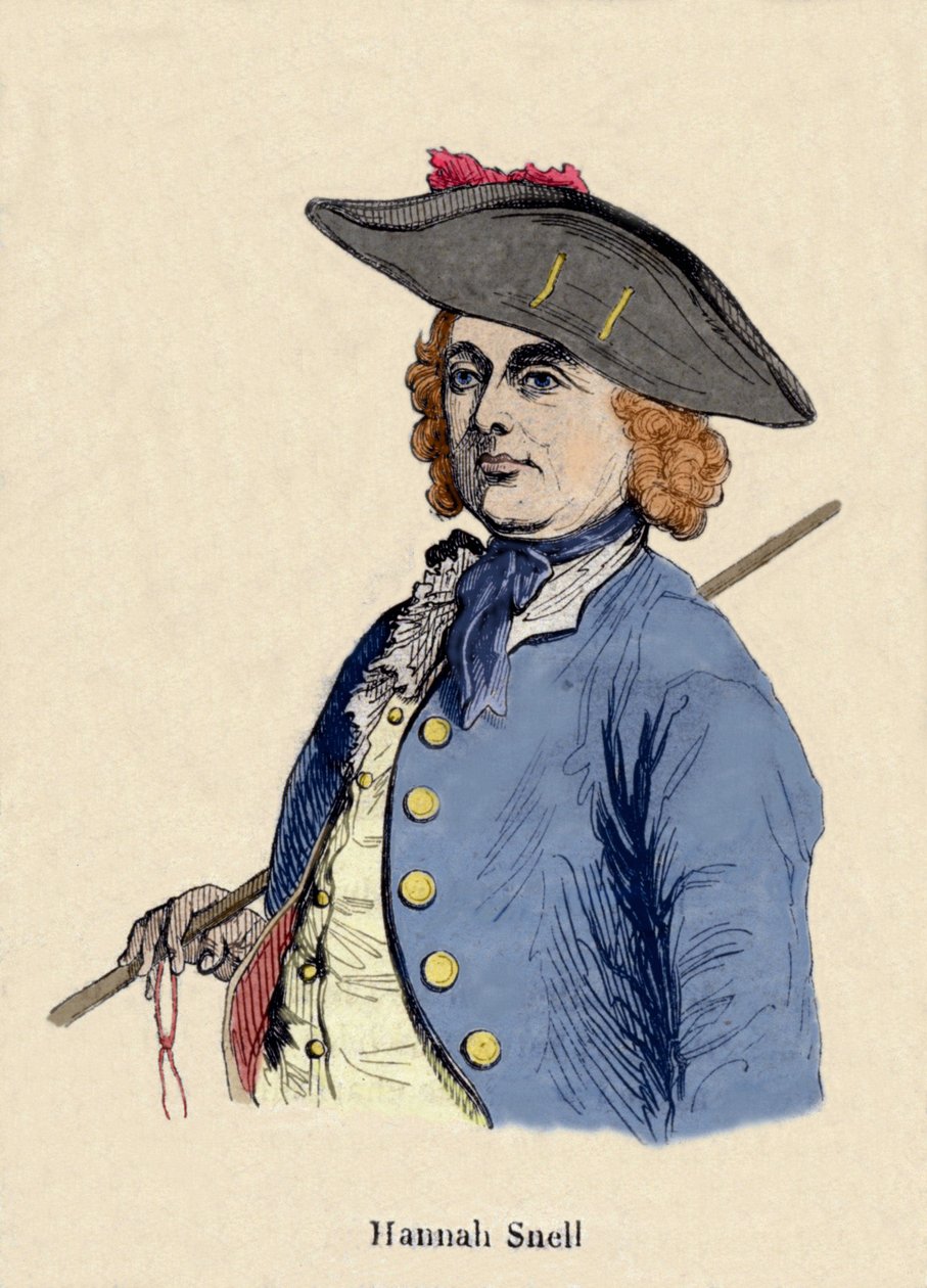 Porträt von Hannah Snell (1723-1792), weibliche Soldatin, die sich als Mann ausgab, um Soldat zu werden. von Unknown artist