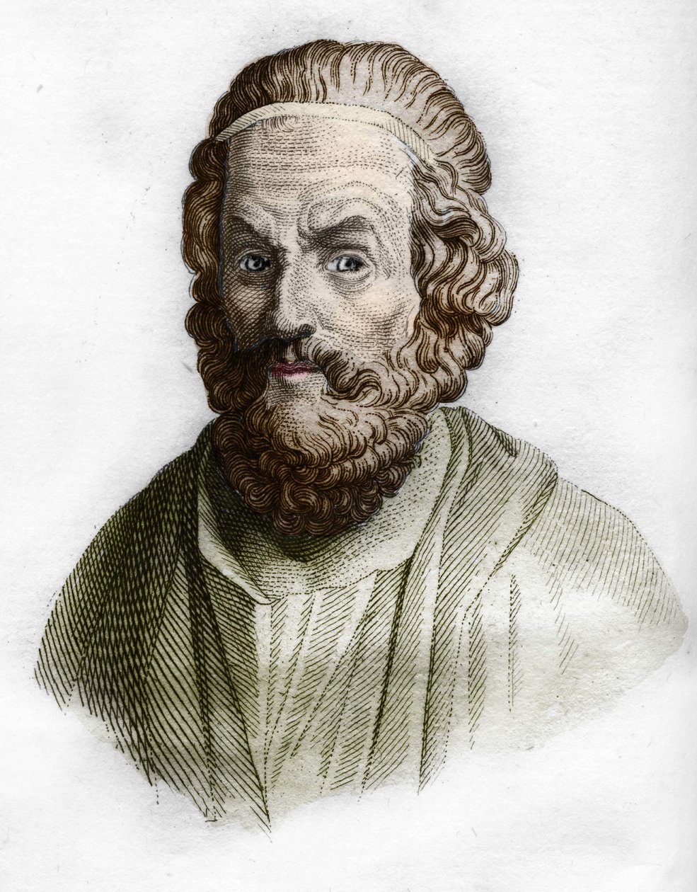 Porträt von Homer (9. Jahrhundert v. Chr.), griechischer Dichter. In der antiken Geschichte von Rollin. 1829 von Unknown artist