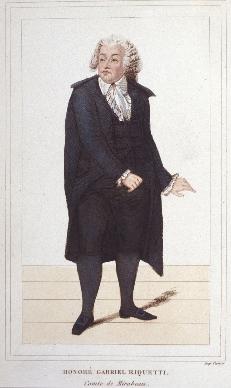 Porträt von Honoré Gabriel Riqueti, Graf von Mirabeau (1749-1791), französischer Politiker (Gravur 1830) von Unknown artist