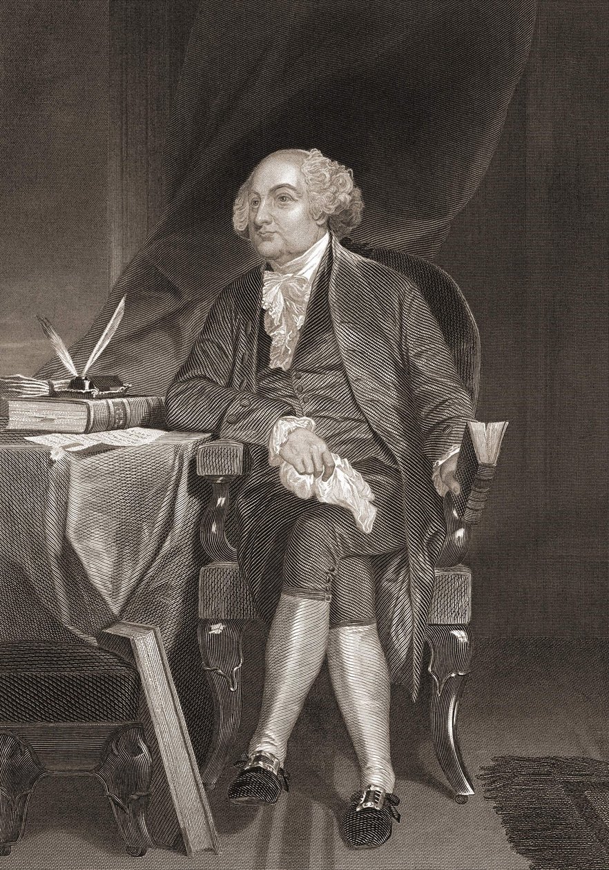 Porträt von John Adams (1735-1826), amerikanischer Staatsmann und zweiter Präsident der Vereinigten Staaten. Gravur des 19. Jahrhunderts. von Unknown artist