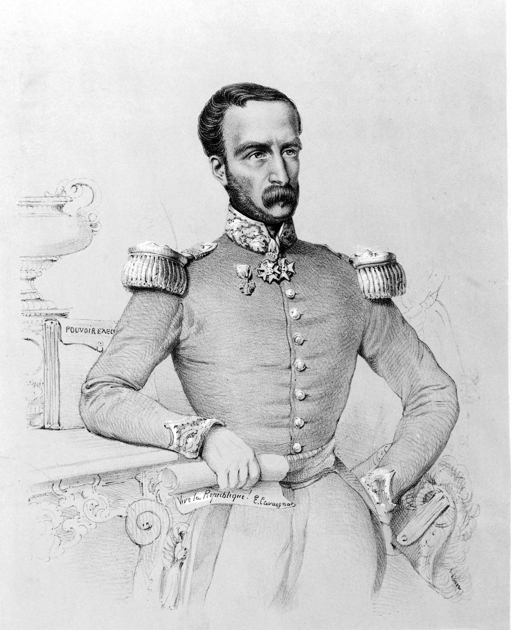 Porträt von Louis Eugène Cavaignac (1802 - 1857), französischer General und Politiker. Gravur ca. 1848 von Unknown artist