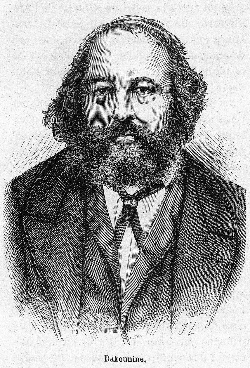 Porträt von Mikhail Aleksandrovich Bakunin (1814 - 1876), russischer anarchistischer Revolutionär. Gravur des 19. Jahrhunderts. von Unknown artist