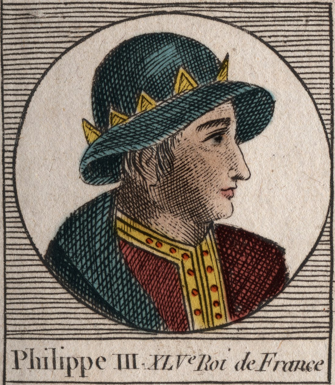 Porträt von Philipp III. von Frankreich, genannt Philipp der Kühne (1245-1285) - Gravur aus „Anleitung zur Geschichte Frankreichs“ von Charles Constant Le Tellier 1821 von Unknown artist