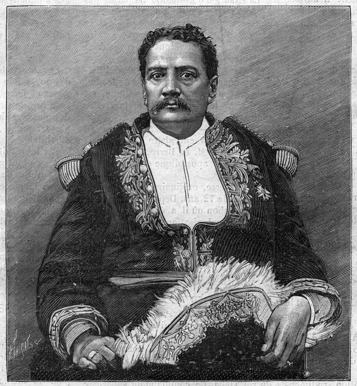 Porträt von Pomare V (1839-1891), dem letzten Monarchen von Tahiti - Gravur von Unknown artist