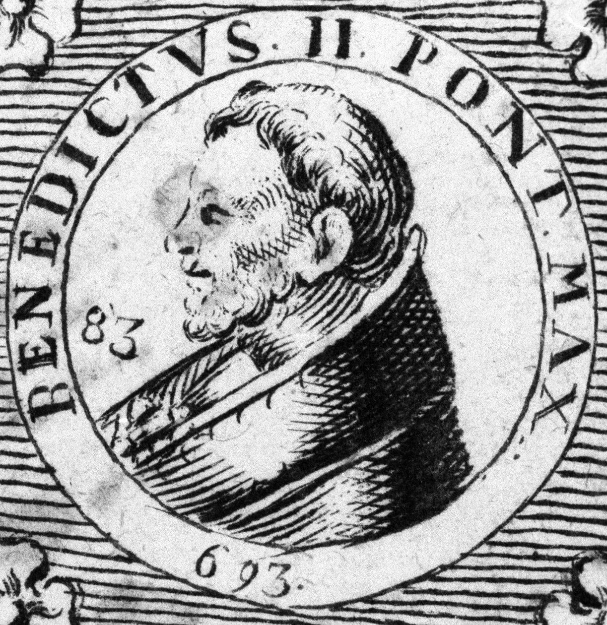 Porträt von Papst Benedikt II. Gravur aus dem 19. Jahrhundert. von Unknown artist