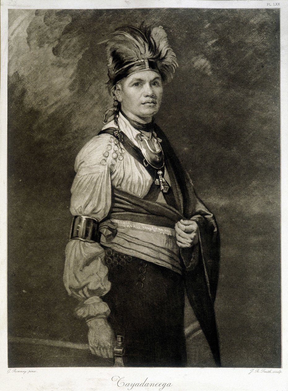 Porträt von Tayadaneega (oder Thayendanega), Anführer des Mohawk-Stammes (nordamerikanische Indianergruppe, Mitglied der Irokesen-Föderation) von Unknown artist