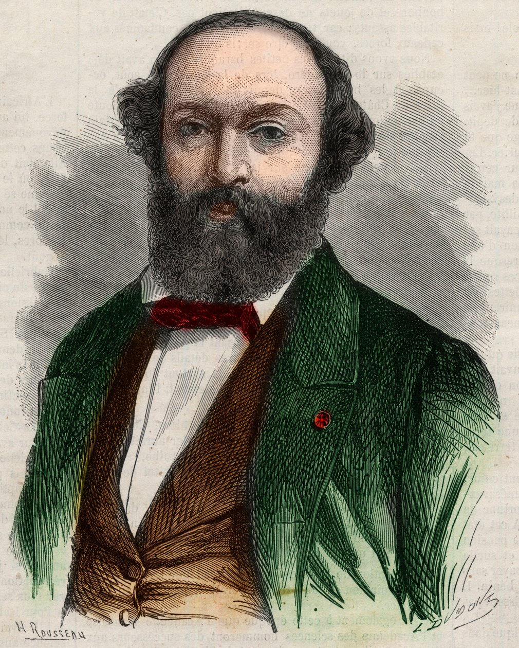 Porträt von Théodore Rousseau (1812-1867), französischer Maler. Gravur in „Das illustre Universum“ von Unknown artist