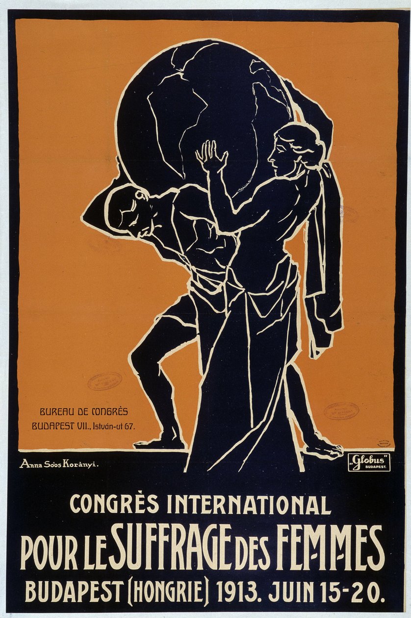 Plakat für den Internationalen Kongress für Frauenwahlrecht in Budapest von Unknown Artist