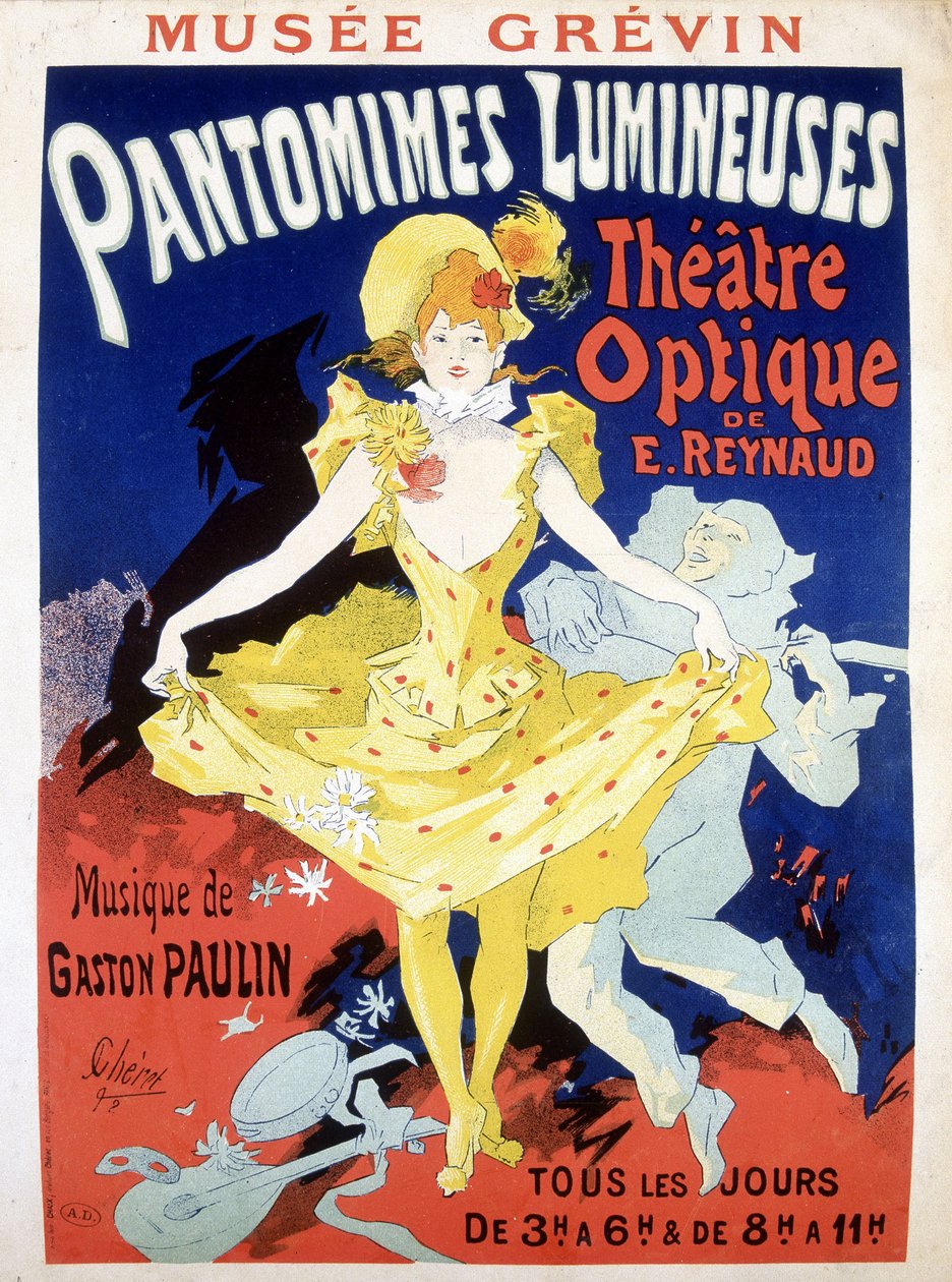 Plakat für das tägliche Spektakel „Pantomimes Lumineuses“ im Optischen Theater von Reynaud von Unknown artist