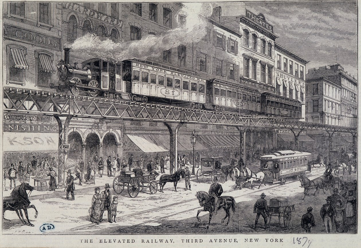 Hochbahn auf der 3rd Avenue, New York von Unknown artist