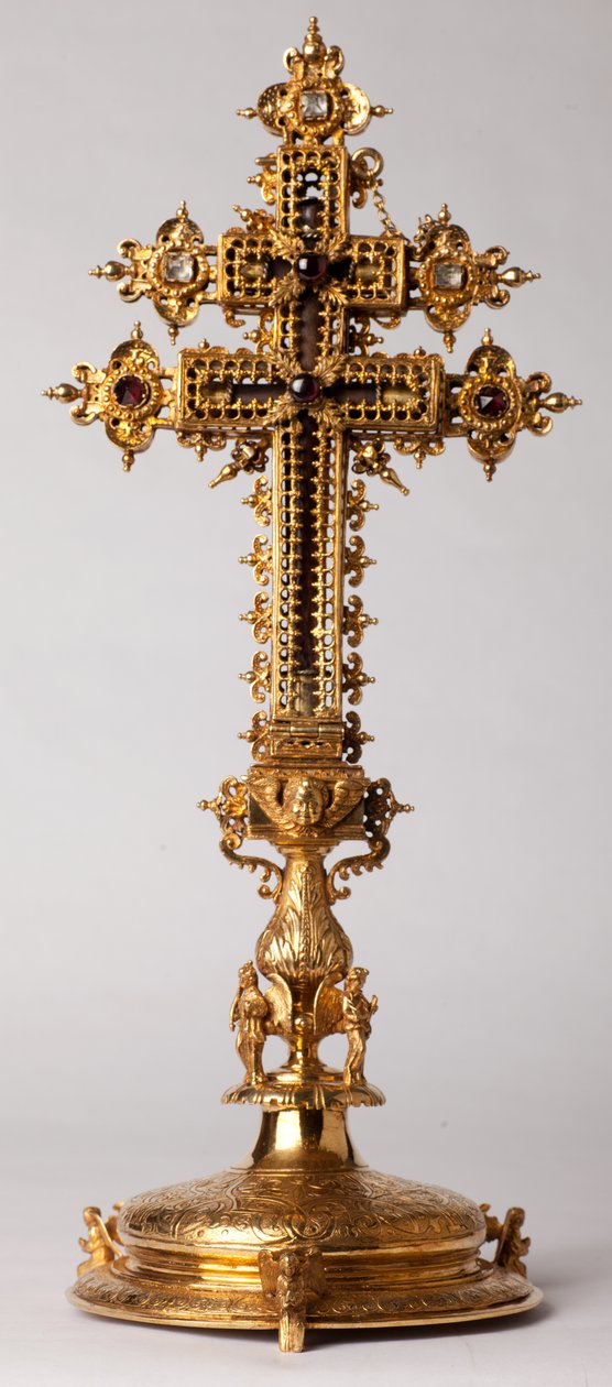 Reliquienkreuz. Metallschmiedearbeit mit Juwelen. Herkunft Abtei (Saint-Amand Tournai, ehemals Elnone). 16. Jahrhundert von Unknown artist
