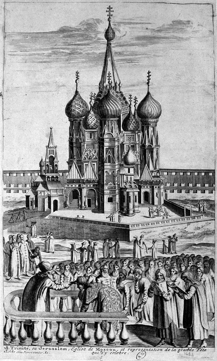 Darstellung der Dreifaltigkeitskirche in Moskau in einer Gravur aus dem 17. Jahrhundert von Unknown artist