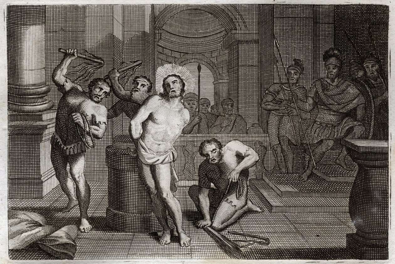 Royaumont-Bibel, Neues Testament: Geißelung von Jesus Christus. Illustration von 1811. von Unknown artist