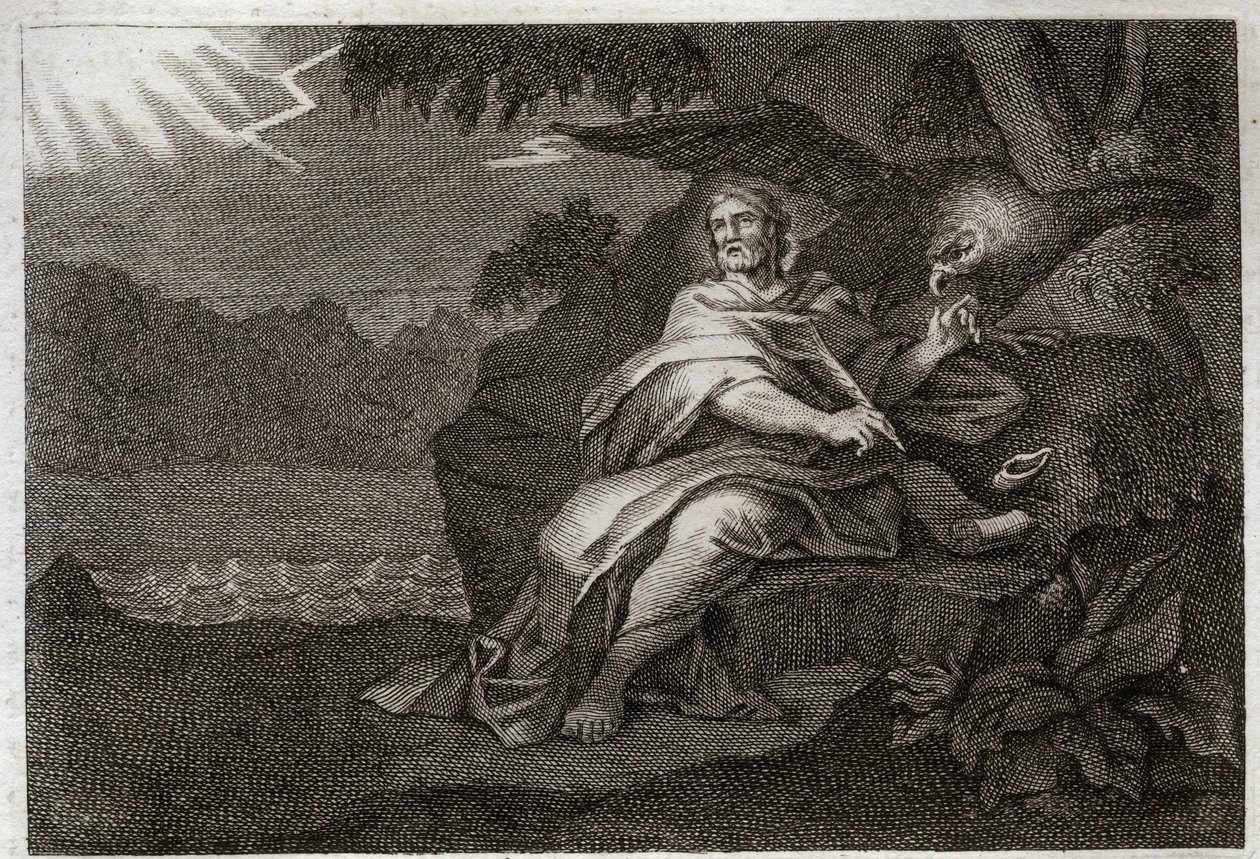 Bibel von Royaumont, Neues Testament: Der Evangelist Johannes mit dem Adler. Illustration von 1811. von Unknown artist