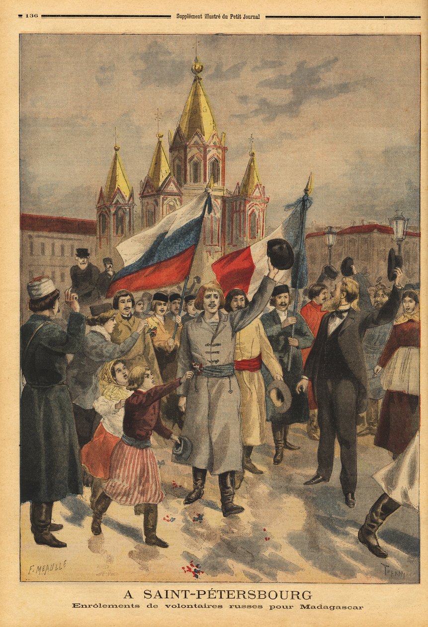 Russische Freiwillige in Sankt Petersburg für die französische Expedition nach Madagaskar von Unknown artist